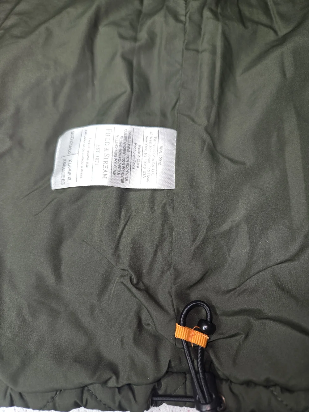 Field & Stream Quilted Olive Green Men's Outdoor Hiking Vest XL